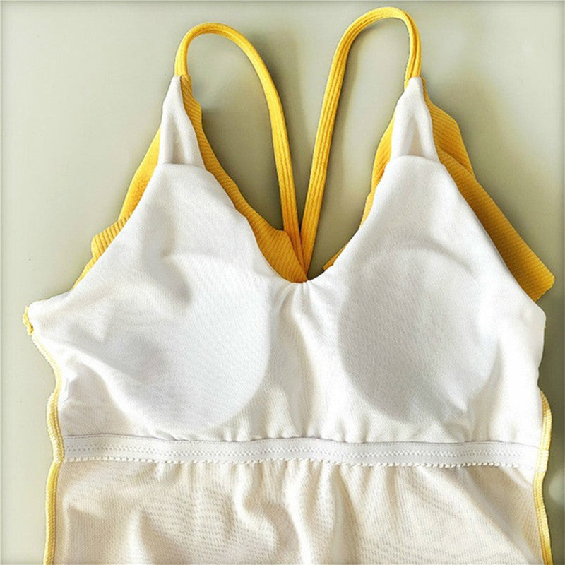 Yellow Ruffle Detail One Piece Swimsuit