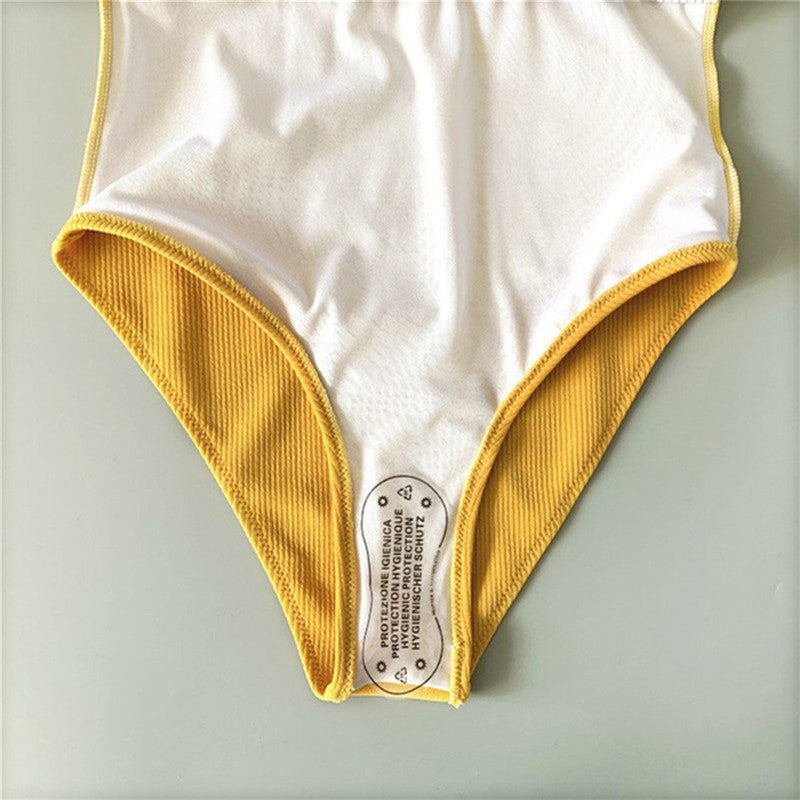 Yellow Ruffle Detail One Piece Swimsuit