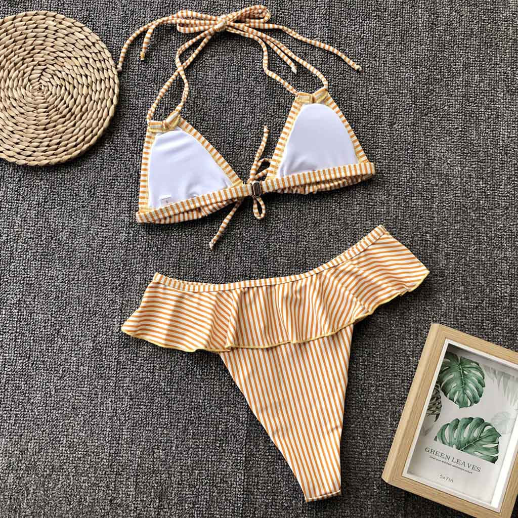 Women Ruffles Bikini Push-Up Pad Swimwear