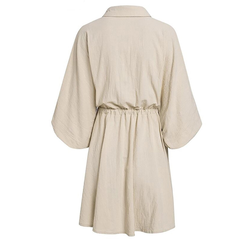 Women Belt Beach Linen Dress