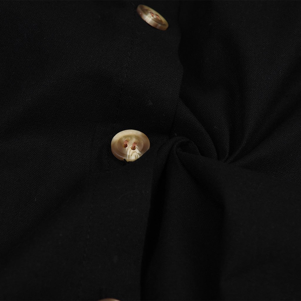 Casual Button V-neck Sling Sleeveless Mini Beach Dress