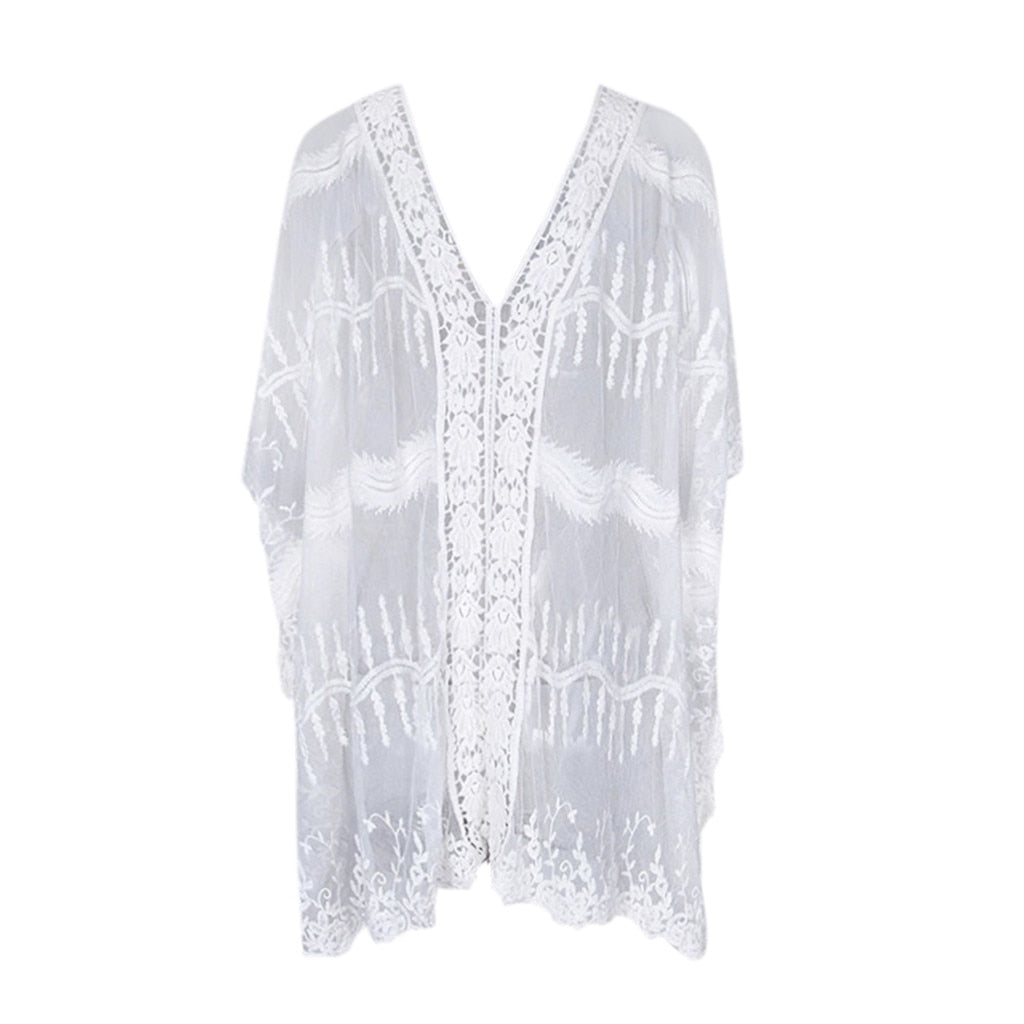 Women's Hollow Kimono Cardigan Swimsuit Cover Up