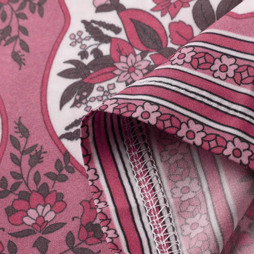 Summer Maxi Boho Flowers Print Button Down Flare Sleeve Loose Dress