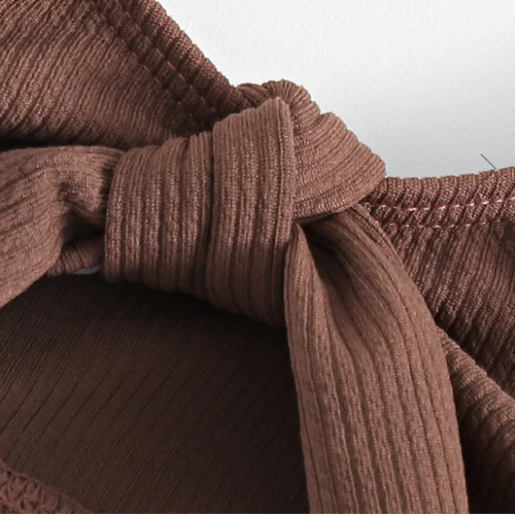 Split Solid Color Bikini Swimwear