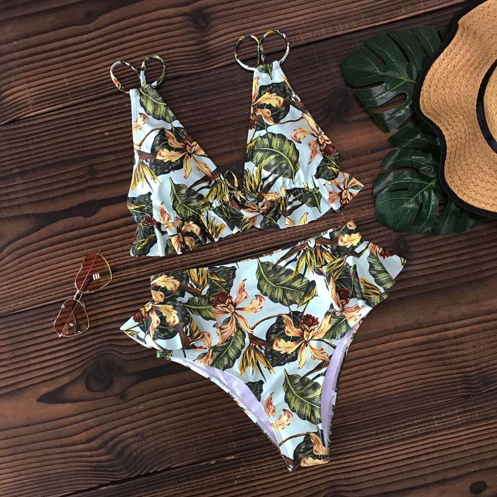 Women Push-up Padded Bra Floral Bikini Set Swimsuit