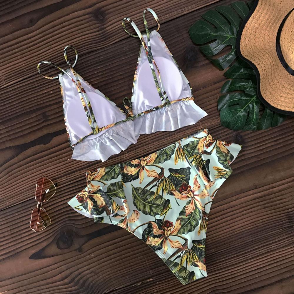 Women Push-up Padded Bra Floral Bikini Set Swimsuit