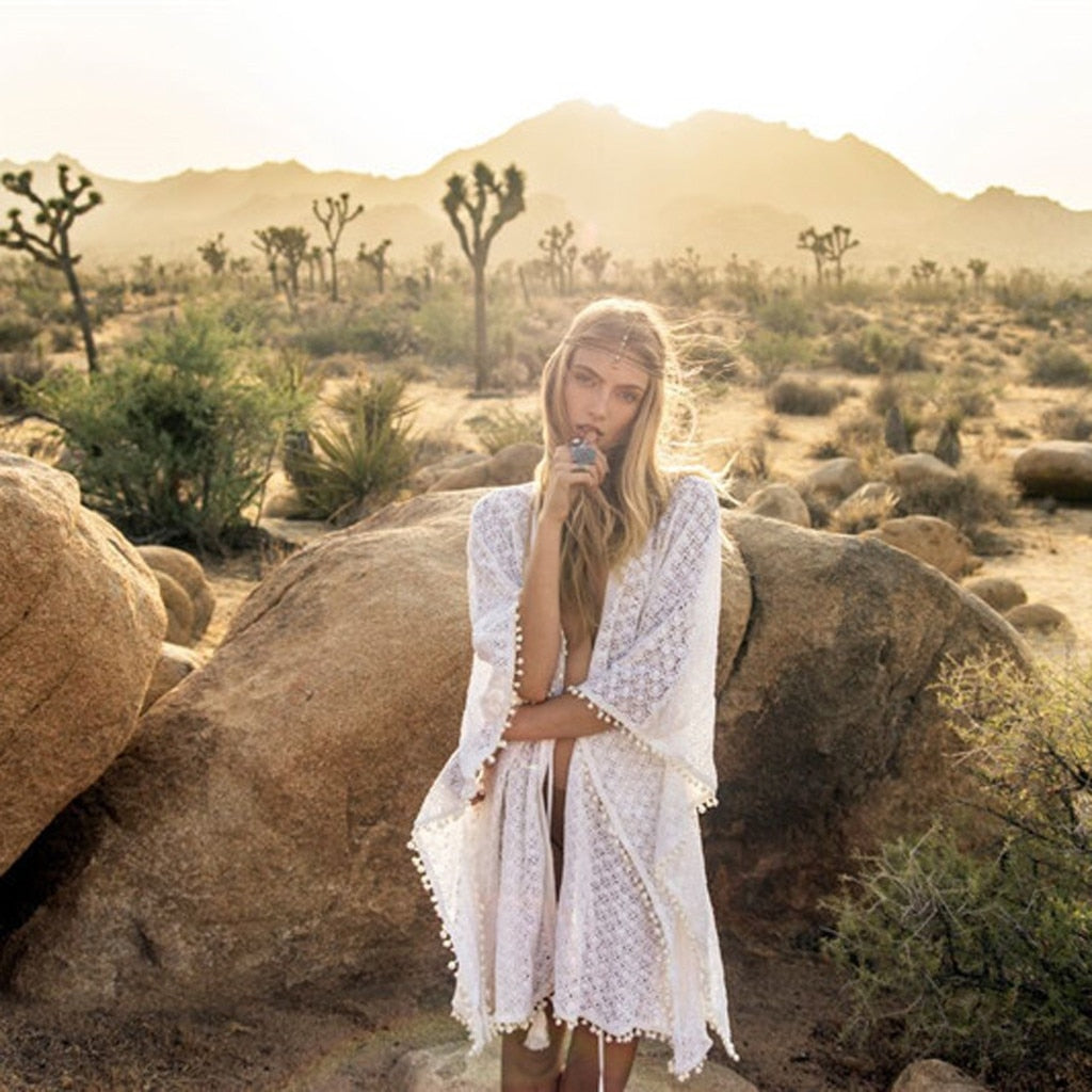 Beachwear Tunic Beach Dress Lace Hollow Crochet Bikini Cover Up