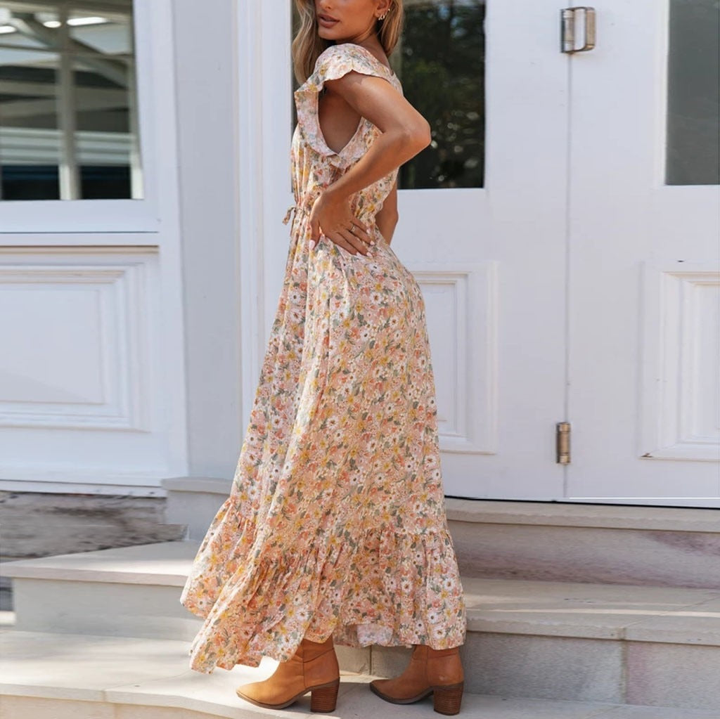 Boho Button Up Split Beach Party Dress