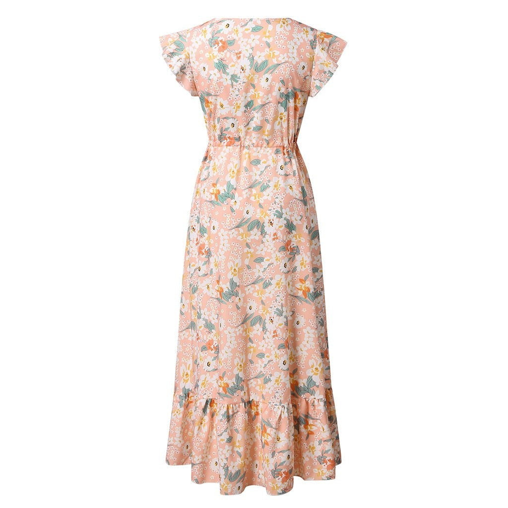 Boho Button Up Split Beach Party Dress