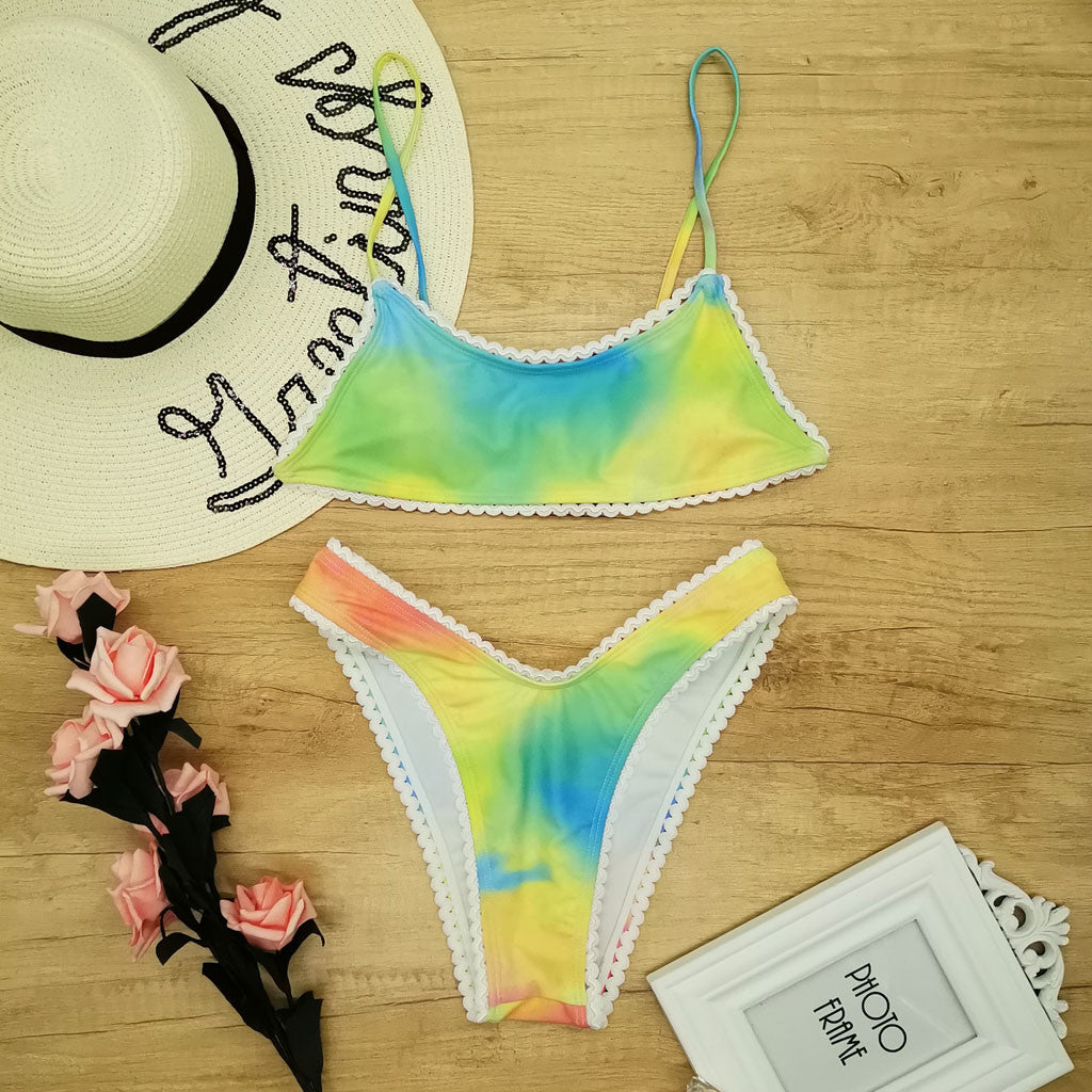 Women's Bandeau Bikini Set Gradient Print Two Piece Swimsuit