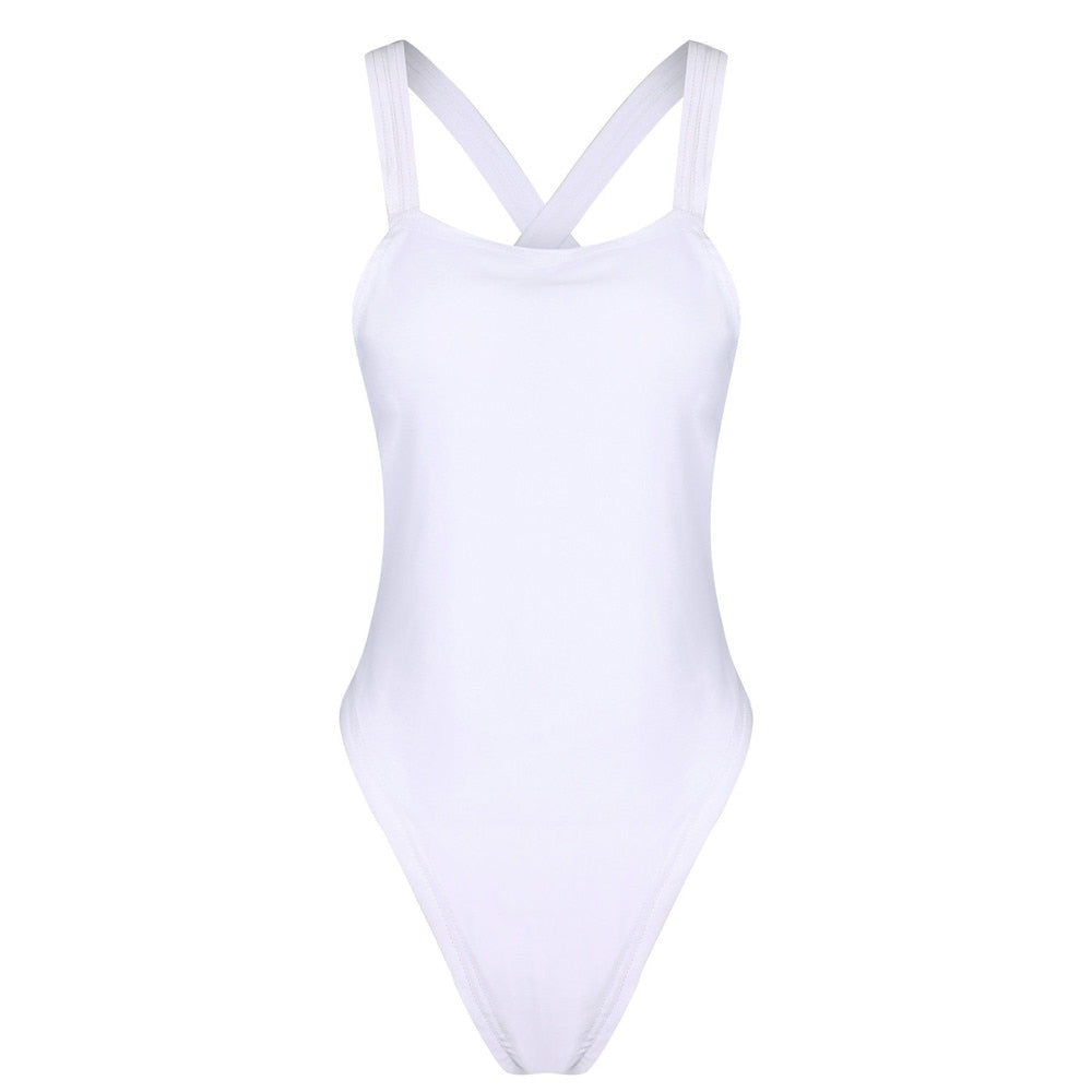 Cross Back Bandage One Piece Padded Swimsuit