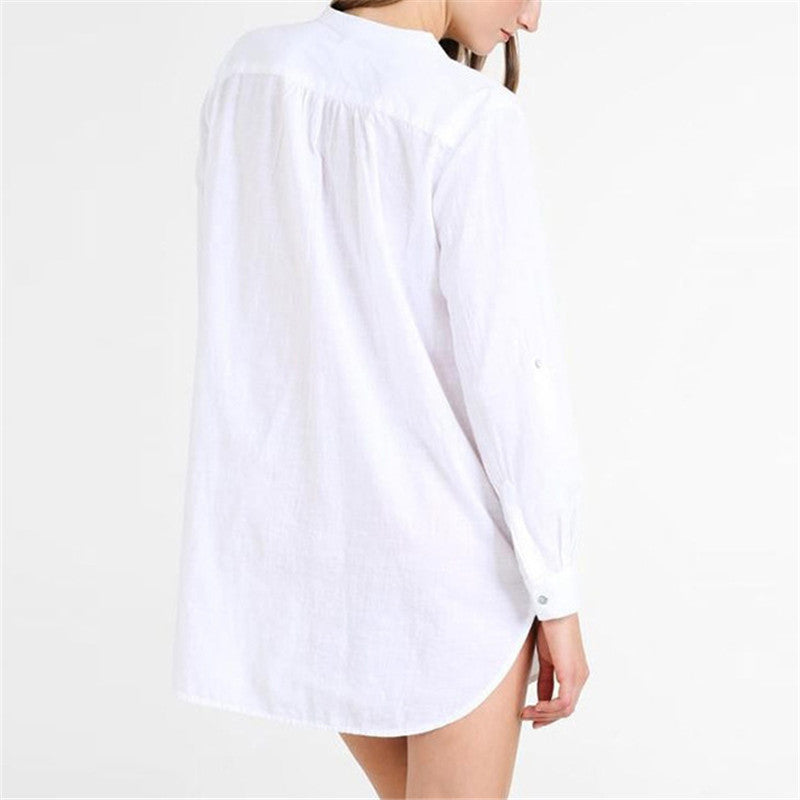 Women Beach Cover Up Long Sleeve Dress Tunic