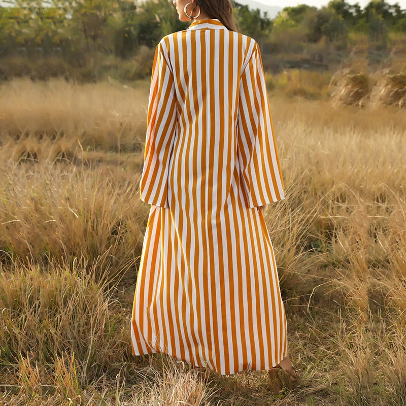 Striped Maxi Tunic Cover-Up