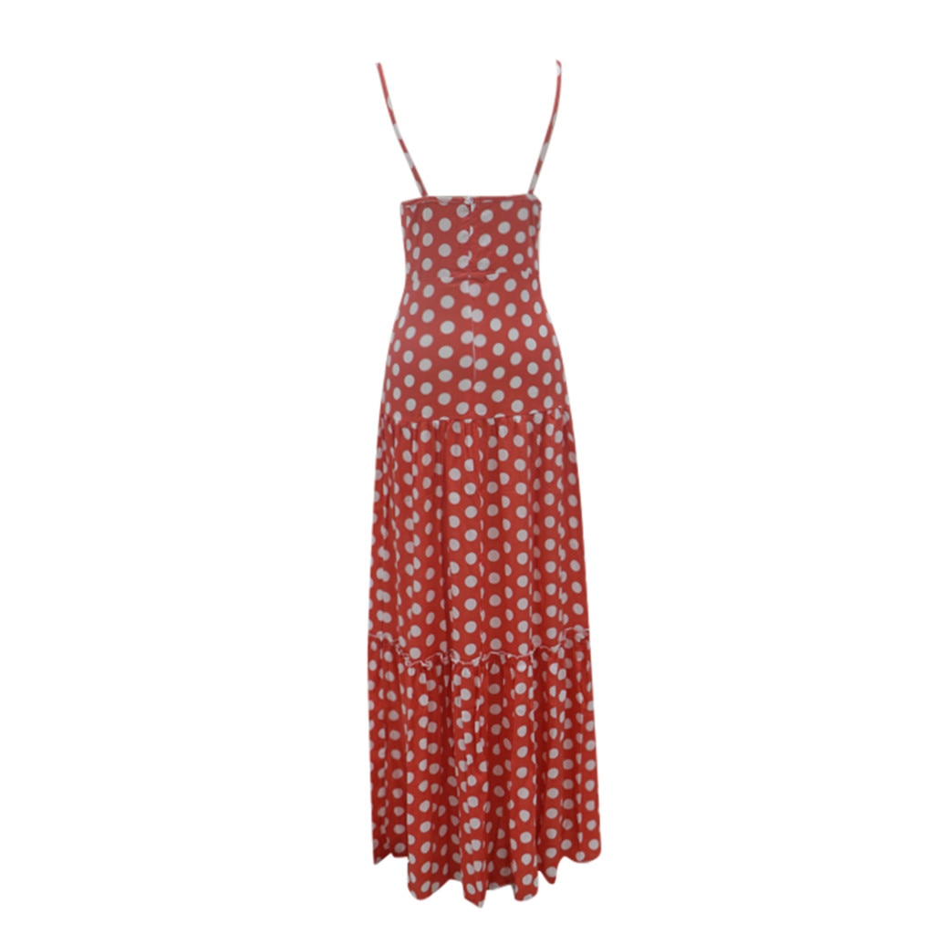 Holiday Summer Dots Print Sleeveless Beach Party Dress