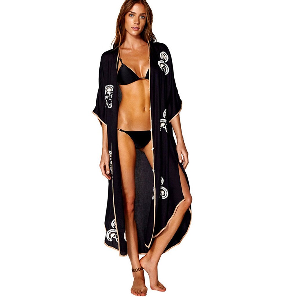 Women Printed Kimono Cardigan Swimsuit Cover Up