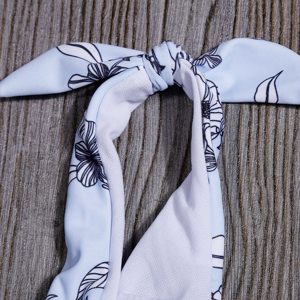 Floral Backless One Piece Swimsuit