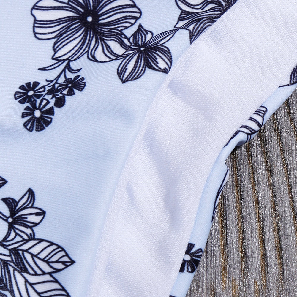 Floral Backless One Piece Swimsuit