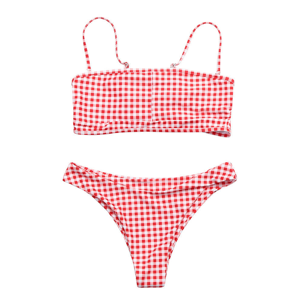 Women's Plaid Bikini Set Swimsuit Two Piece