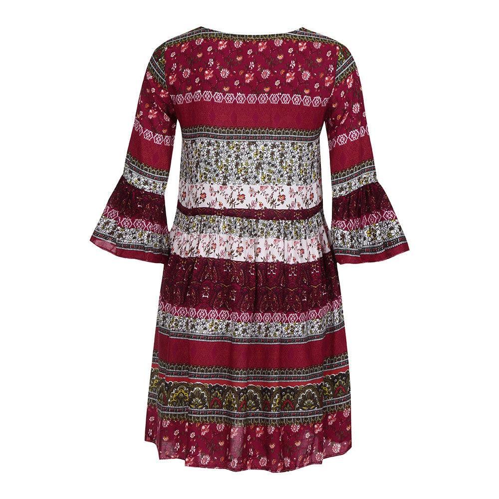 Bohemian Beach Dress Floral Print