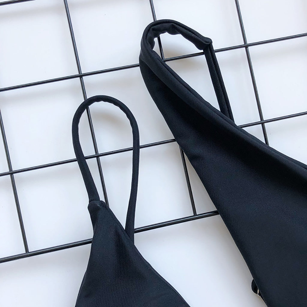 One-shoulder Hollow Out Bikini Set Push Up Swimsuit