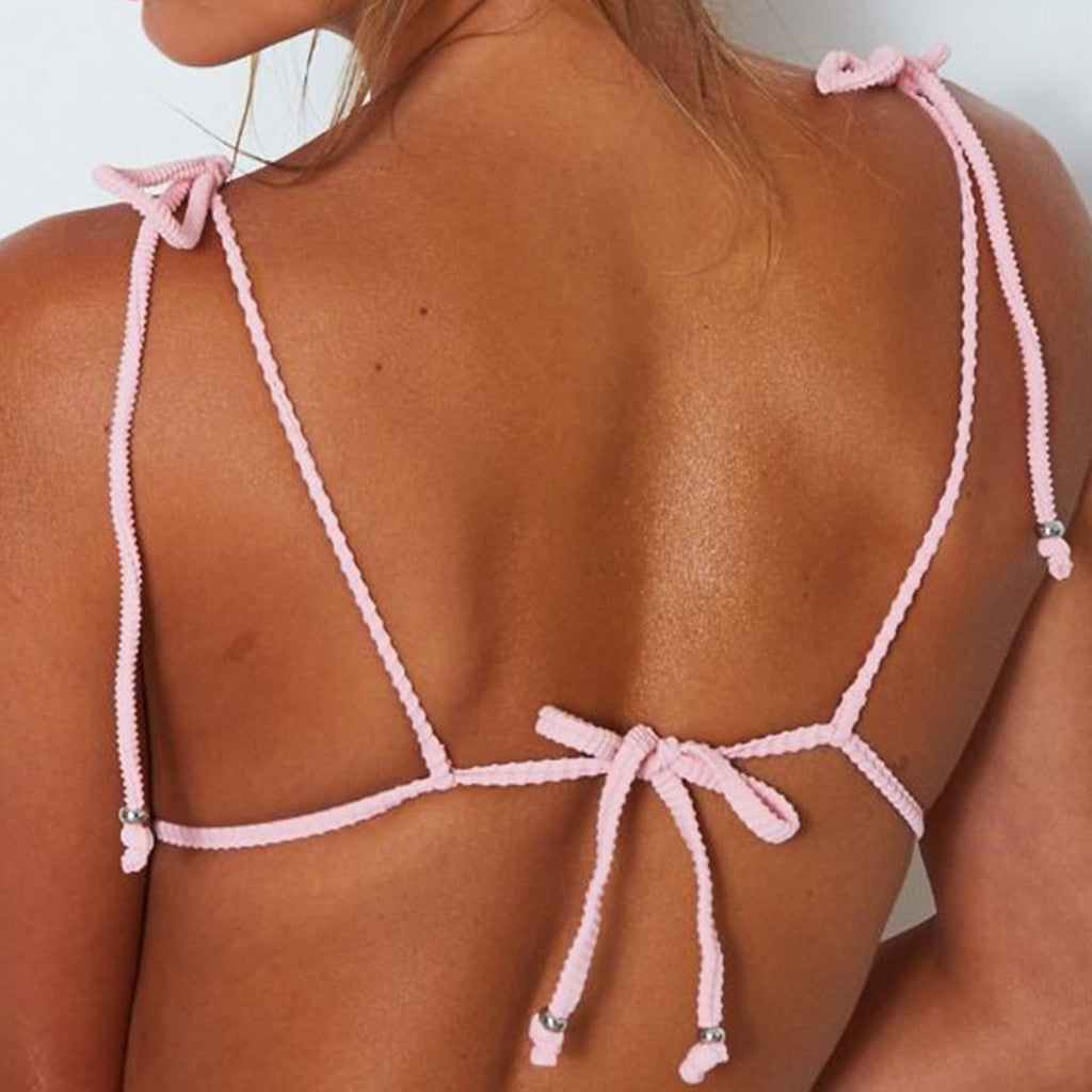 Pink Solid Two Piece Bathing Suit