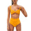 Ribbed High Waist Bikini Front Tie Push Up Padded Two Piece Swimsuit