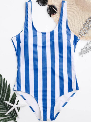 Pink & Blue Striped One-Piece Swimsuit