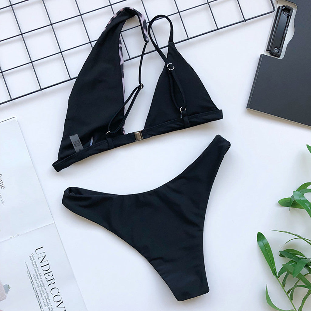 One-shoulder Hollow Out Bikini Set Push Up Swimsuit